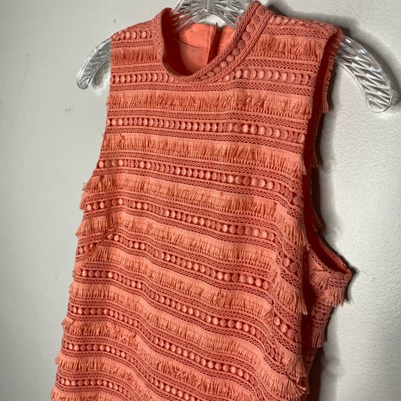 J. Crew Fringe Mock Neck Sleeveless Dress 4 Tall - Picture 4 of 7